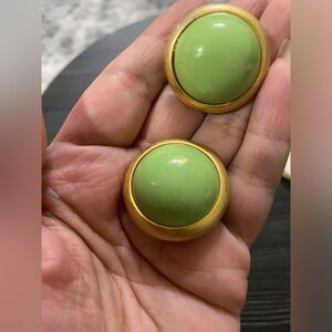 Joan Rivers Gold and Green Dome Earrings